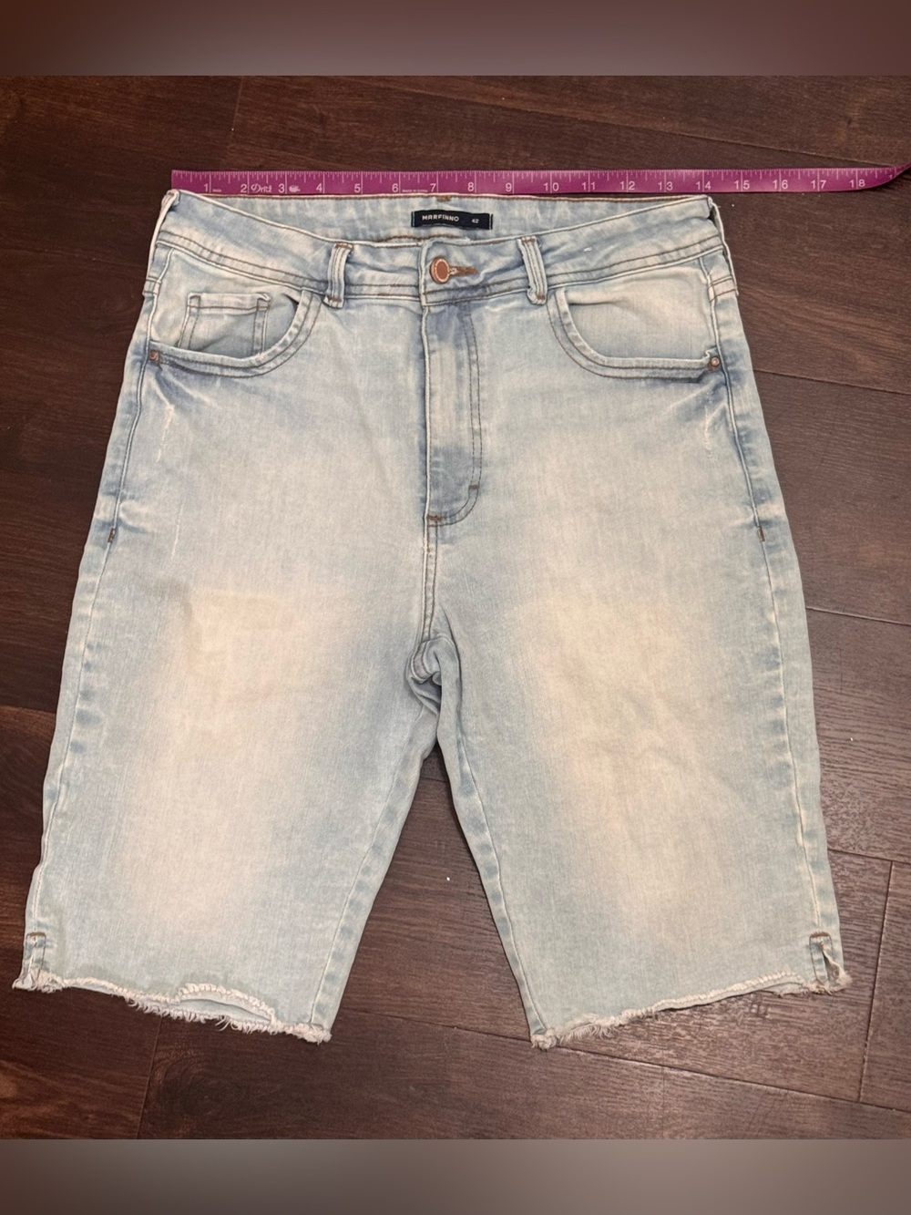 Light Wash High-Rise Jean Shorts with Raw Hem
